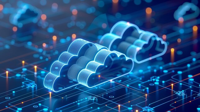 Graphic explaining cloud computing deployment models: public, private, and hybrid. , Minimalism,