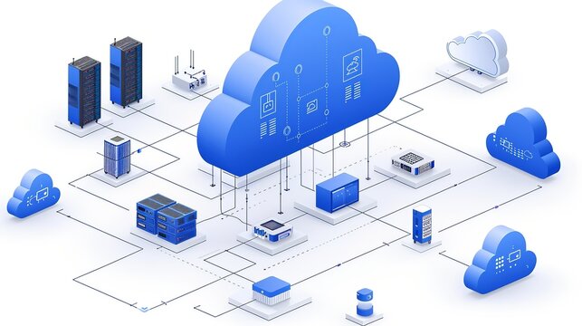 Graphic explaining cloud computing deployment models: public, private, and hybrid. , Minimalism,