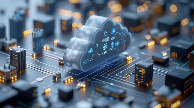 Graphic explaining cloud computing deployment models: public, private, and hybrid. , Minimalism,