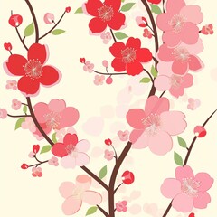 Cherry Blossom Floral Illustration - Spring Flowering Branches