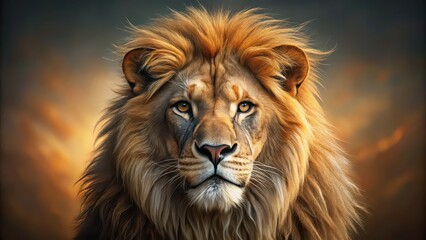 Fototapeta premium Realistic lion with detailed features, lion,wildlife, king of the jungle, fierce, majestic, safari, jungle, animal, predator, mane