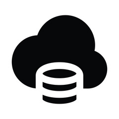 Simple Cloud Data glyph icon. The icon can be used for websites, print templates, presentation templates, illustrations, etc