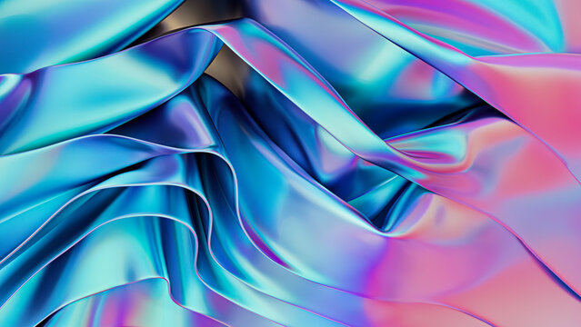 3D render of an abstract wavy sculpture with pearlescent car paint