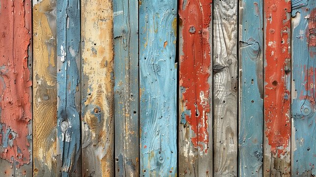 Weathered wooden fence texture, featuring aged paint and rustic charm, suitable for nostalgic themes. , Minimalism,