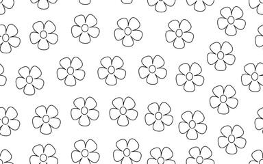Fototapeta premium floral seamless pattern simple minimal vintage retro repeatable vector texture fabric textile paper print background wallpaper black white