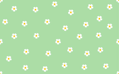floral seamless pattern summer trendy creative simple daisy flower vintage style vector texture background wallpaper white daisy