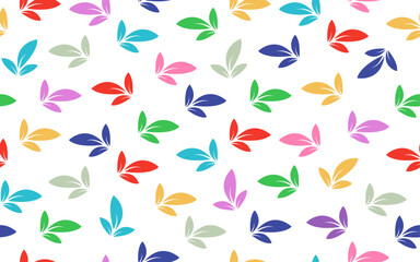 Colorful floral leaves seamless pattern summer creative trendy minimalist minimalism decorative ornamental retro, style, 90s, 80s, old vector texture fabric textile paper print background wallpaper