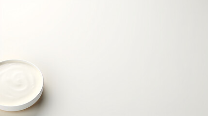 Create an empty, minimalistic cream-white background, simulating tranquility with subtle elegance podium.