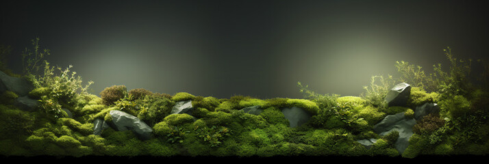 Empty minimal moss green background evoking richness, ideal for product display and advertisement.