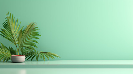 Empty abstract mint green background evoking tranquility for product display or advertisement.