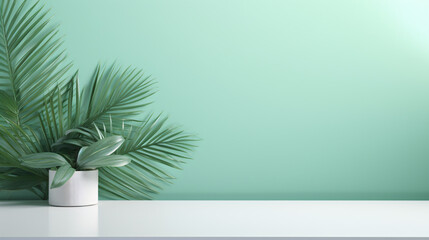 Empty abstract mint green background evoking tranquility for product display or advertisement.