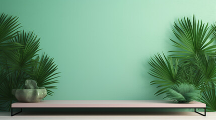 Empty abstract mint green background evoking tranquility for product display or advertisement.