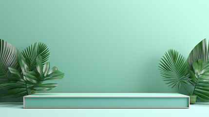Empty abstract mint green background evoking tranquility for product display or advertisement.