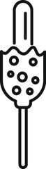 Line art icon of a chocolate dipped ice cream bar melting