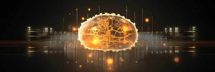 Abstract depiction of a luminous artificial brain, symbolizing advanced technology and innovation.