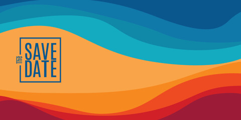 Obraz premium Save the date, Retro Save the date banner. colorful background Can be used for business, marketing and advertising. 