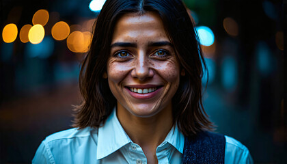Obraz premium Person with Mixed Emotions Tears and Subtle Smile