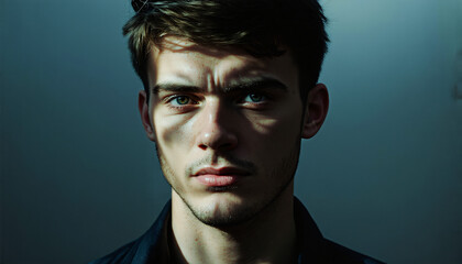Fototapeta premium Young adult in intense concentration portrait