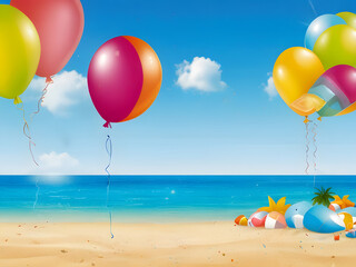 Beach Bash Bliss: Summer Party with Balloons by the Sea