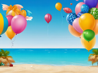 Beach Bash Bliss: Summer Party with Balloons by the Sea