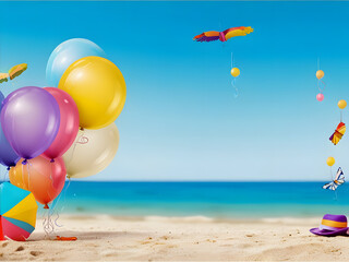Beach Bash Bliss: Summer Party with Balloons by the Sea