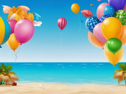 Beach Bash Bliss: Summer Party with Balloons by the Sea