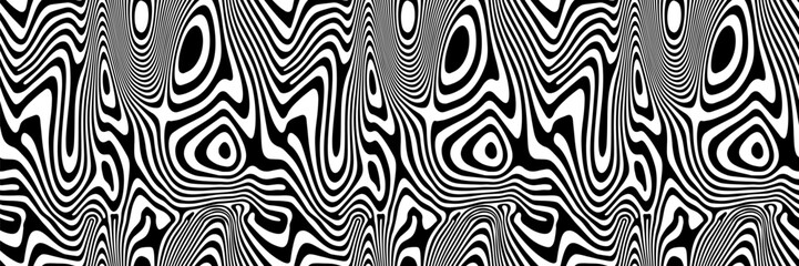 Psychedelic liquify wavy seamless pattern. Abstract fluid line background. Retro vector illustration.