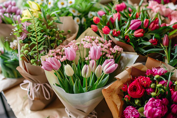 Naklejka premium Colorful Floral Arrangements for Florist Shop Portfolio