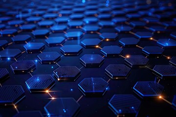 Obraz premium Abstract Hexagon Pattern in Blue and Orange