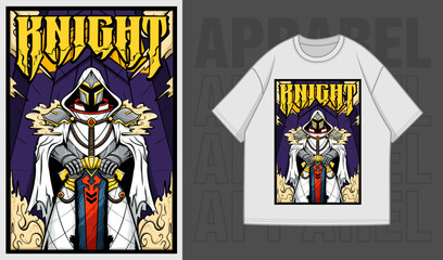 Vector Knight Illustration T-Shirt and Apparel Printing Design