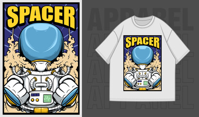 Vector Space Astronaut Illustration T-Shirt and Apparel Printing Design © Sembilan Galeri