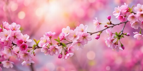Fototapeta premium Beautiful pink cherry blossom wallpaper on nature background, Sakura, flower, blossoms, pink, cherry blossom, wallpaper, nature