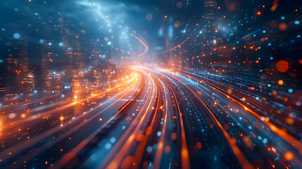 Obraz premium Futuristic cityscape showcasing the of advanced technology in urban infrastructure