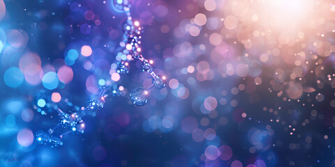 Abstract Digital Representation of a DNA Molecule with Bokeh Light Effects in Blue and Purple Hues
Scientific Visualization of Genetic Structure with Glowing Light Particles in a Dynamic Background