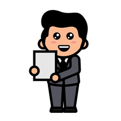 young businessman holding documents
