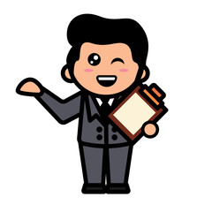young businessman holding work notes