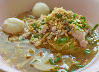 noodles with chicken and pork soup