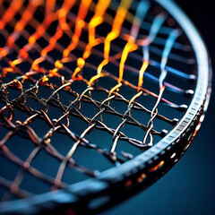 A Close-Up of a Tennis Racket Strings Capturing the Intricate Weaving Pattern and the Texture for Optimal Performance and Aesthetics