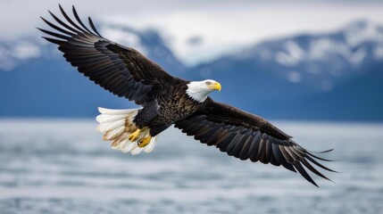 Fototapeta premium Majestic Bald Eagle in Flight