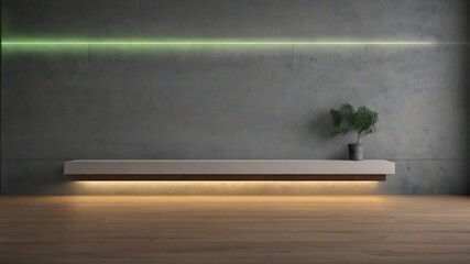 simple luxury grey concrete living room with neon light , minimal style. luxury wallpaper.