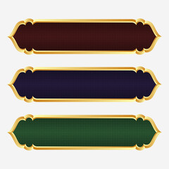 Luxury islamic text box title frame border set with ornamental illustration
