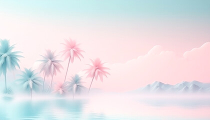 淡いパステルカラーの南国の景色