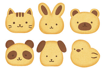 かわいい動物クッキーのイラスト