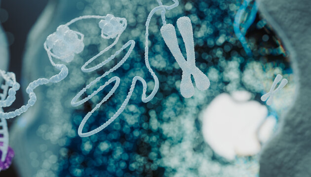 3D Biomedicine scene with  DNA helix 