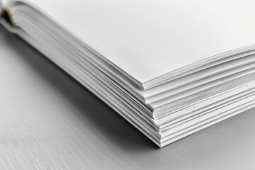 Close view of open blank book