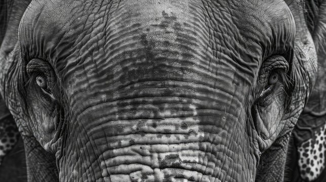 Focus on the eyes of a wise old elephant, showing its depth of emotion and experience.