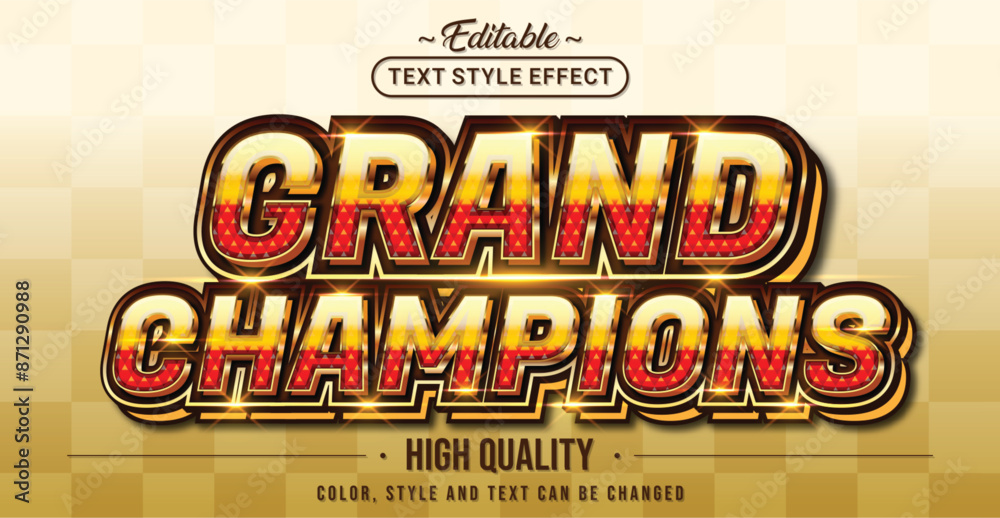 Poster editable text style effect - grand champions text style theme