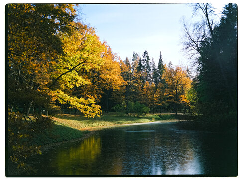 frozen river in sunny day 