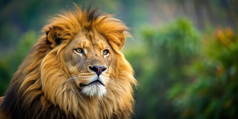 Fototapeta premium Close-up photo of a majestic lion in its natural habitat, wildlife, lion, animal, predator, savannah
