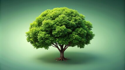 Isometric stylized tree with a lush green canopy and a dark trunk, Isometric, stylized, tree, lush, green, canopy, dark, trunk